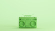 Green mint boombox cassette stereo retro vintage audio entertainment background 3d illustration render digital rendering
