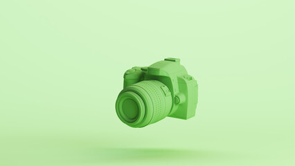 Fototapete - Green mint camera dslr digital photography equipment lens optical background left quarter view 3d illustration render digital rendering