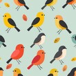 Colorful Abstract Birds and Floral Patterns Background Illustration