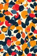 A collage-style pattern with abstract shapes in autumnal colors