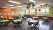 © Uzzi1001 - A school classroom with colorful chairs and tables for children