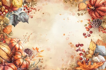 Wall Mural - Creative greeting cards blank template for text of Thanksgiving Day in vintage mood