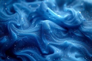 Poster - An artistic depiction of a glistening, undulating blue surface that resembles waves, speckled with light