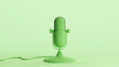 Green microphone voice recording retro mic studio podcast mint background 3d illustration render digital rendering