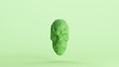 Green alien face Halloween character bust head soft tones mint background 3d illustration render digital rendering