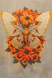Floral Butterfly on Wooden Texture