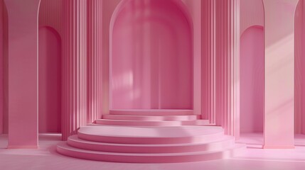 Wall Mural - 3d pink podium background
