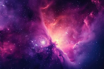 Wall Mural - Colorful nebula cloud in deep space. Illustration of a background with a majestic space theme.