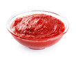 Gochujang Korean traditional spicy fermented sauce in a bowl isolated on white background. With clipping path.
