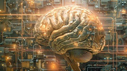 Poster - Detailed computer-generated depiction of a human brain, showcasing intricate neuronal networks and brain structures.