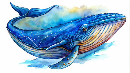 Wall Mural - Blue whale, hand drawn illustration