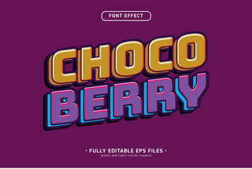 Wall Mural - choco berry minimalist snack logo style editable text effect isolated on purple background