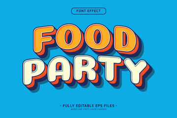 Wall Mural - editable text effect with food party word isolated on blue background