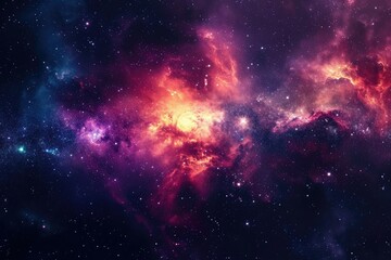 Wall Mural - Abstract space scene with nebulae and glowing stars. Illustration of a background with a majestic space theme.