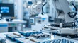 © Georgii - Robotic arm holding an electronic chip in a high-tech manufacturing facility