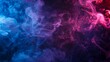 Dense multicolored smoke of  red, blue and purple colors on a black isolated background. Background from the smoke of vape