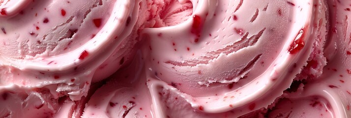 Wall Mural - Lose yourself in the creamy swirls of strawberry ice cream, its luscious texture and sweet aroma enchanting