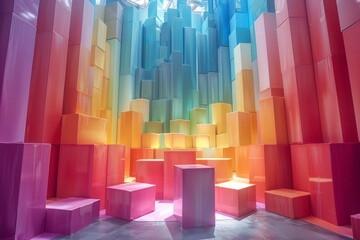 Poster - A vibrant display of various geometric shapes in a spectrum of colors, creating an awe-inspiring visual experience