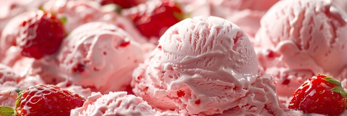 Wall Mural - Experience the indulgent taste of strawberry ice cream, its creamy texture and sweet aroma captivating