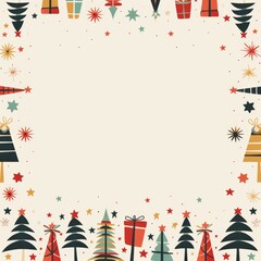 Wall Mural - Minimalist Christmas Theme with Tree and Star Pattern

