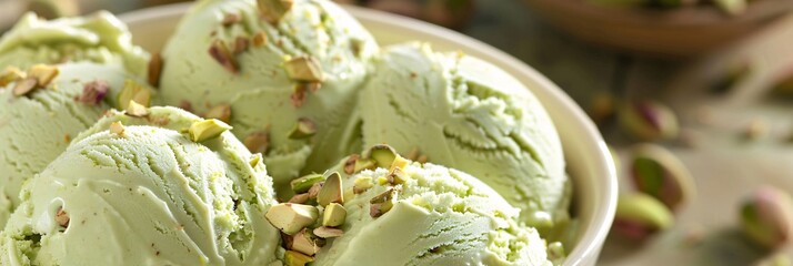 Wall Mural - Delve into the creamy goodness of pistachio ice cream, its rich flavor and smooth texture captivating