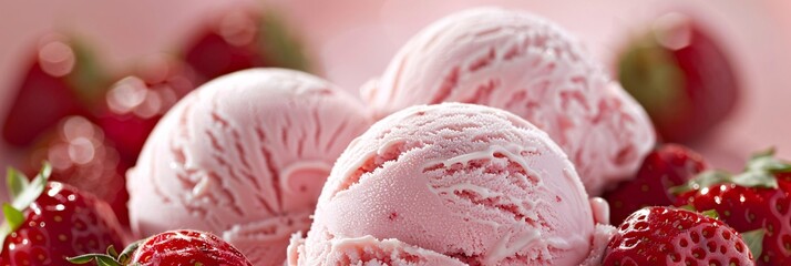 Wall Mural - Experience the creamy goodness of strawberry ice cream, its rich flavor and fruity aroma captivating