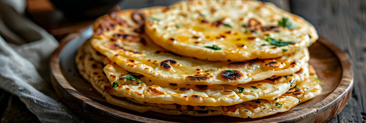 Poster - Indian flatbread stuffed with potatoes, aloo paratha, served with butter or curd. Concept Recipe, Indian cuisine, Vegetarian, Stuffed bread, Homemade