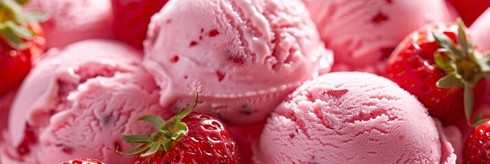 Wall Mural - Dive into the delightful world of strawberry ice cream, its creamy texture and sweet aroma enchanting