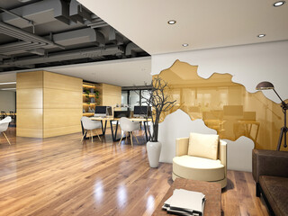 Canvas Print - 3d render of office interior