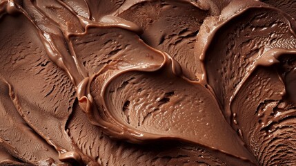Tasty close up of chocolate ice cream background 