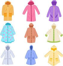 rain jacket set cartoon. coat weather, umbrella yellow, black winter rain jacket sign. isolated symbol vector illustration