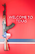 Texas rifle isolated on red