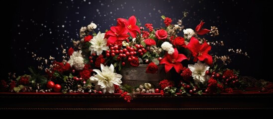 Poster - A stunning Christmas arrangement displayed on a brightly illuminated backdrop with ample space for adding images or text
