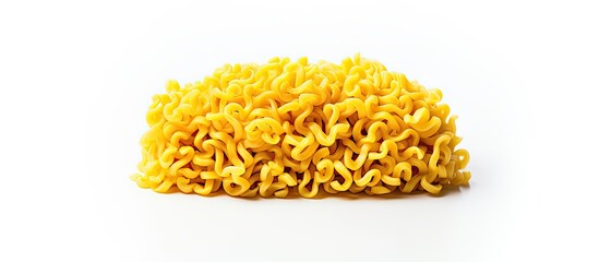 Poster - A yellow pan with instant noodles is featured in an isolated image with a white background and copy space