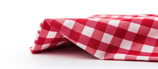 Poster - A checkered textile napkin is displayed on a white background leaving ample copy space in the image
