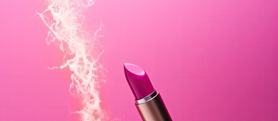 Poster - A stroke of pink lipstick against a colorful background leaving plenty of space for an image. Creative banner. Copyspace image
