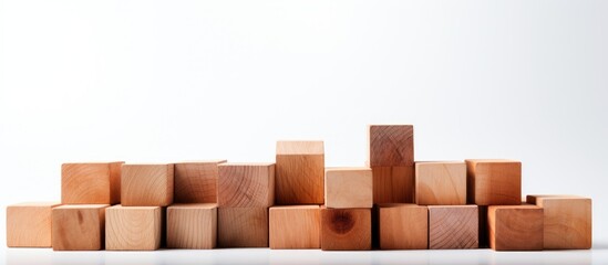 Aufkleber - A stack of wooden blocks against a white backdrop providing ample room for a copy space image