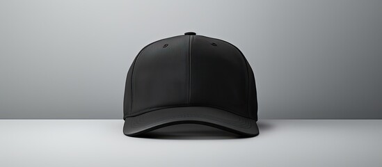Poster - A mockup for design featuring a black cap placed on a white background with ample copy space for customization