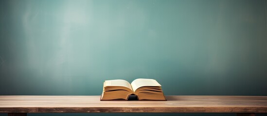 Fototapete - A room with an open book on the desk illustrating the concept of education and learning The image provides ample copy space