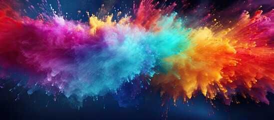 Aufkleber - An explosive burst of colorful powder and glitter creates an abstract splattered background featuring a freeze frame image in motion. Creative banner. Copyspace image