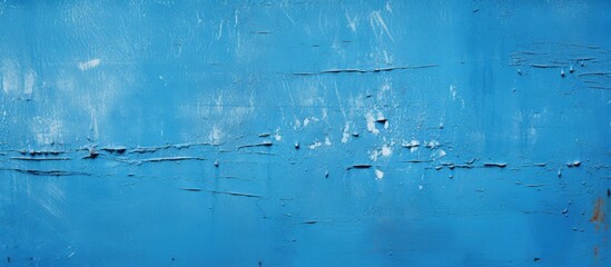 Poster - Close up of a blue painted metal wall fragment providing a textured background for a captivating copy space image