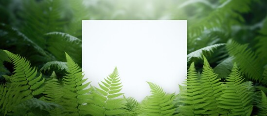 Wall Mural - A white square copy space image serves as the backdrop for fern leaves