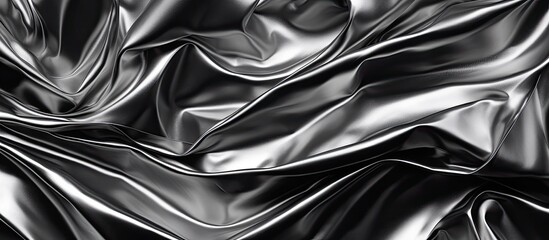 Poster - A crumpled foil creates a black and white abstract background with a silver effect making it an ideal copy space image