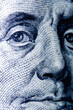 Macro image:Benjamin Franklin on the one hundred US Dollar bill.