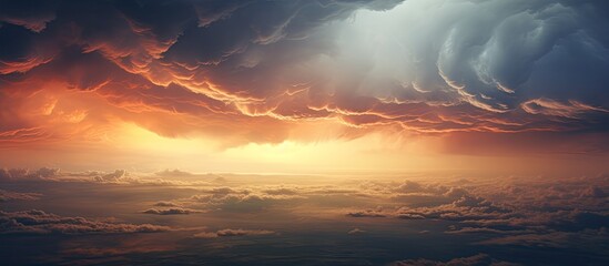 Aufkleber - Sunrise with epic storm clouds captured in a detail shot providing ample copy space image