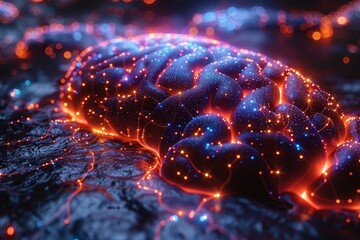 Poster - A visually stimulating digital artwork of a brain's neural network with glowing nodes highlighting connectivity