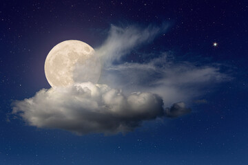 Wall Mural - starry full moon night cloud