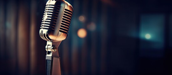 Aufkleber - Close up of a vintage style microphone with a tone that enhances its nostalgic appeal copy space image