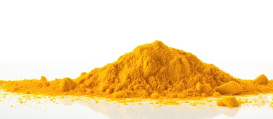 Wall Mural - A copy space image showcasing turmeric powder against a white background