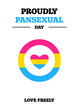 Pansexual Awareness and Visibility Day 24th May, pansexual flag in a heart shape. Pansexual Visibility Day vector poster isolated on a white background.